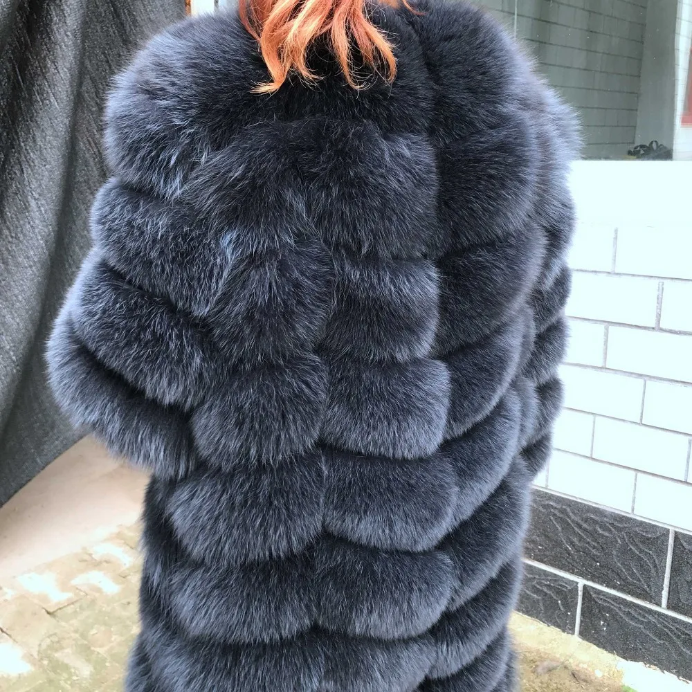 Женское пальто из натурального меха, Длинный жилет из натурального Лисьего меха, модный стиль, натуральный мех, женский зимний теплый роскошный жилет, пальто