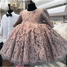 Для маленьких девочек 1st платье на день рождения Шнуровка с бантиком нарядное платье для маленьких девочек Одежда для новорожденных одежда принцессы для девочек для От 0 до 6 лет дети