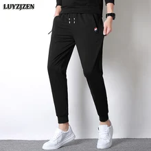 Повседневные мужские спортивные штаны из хлопка на весну и осень, штаны для бега с карманами на молнии, мужские брюки с эластичной резинкой на талии, высокое качество, Homme 619