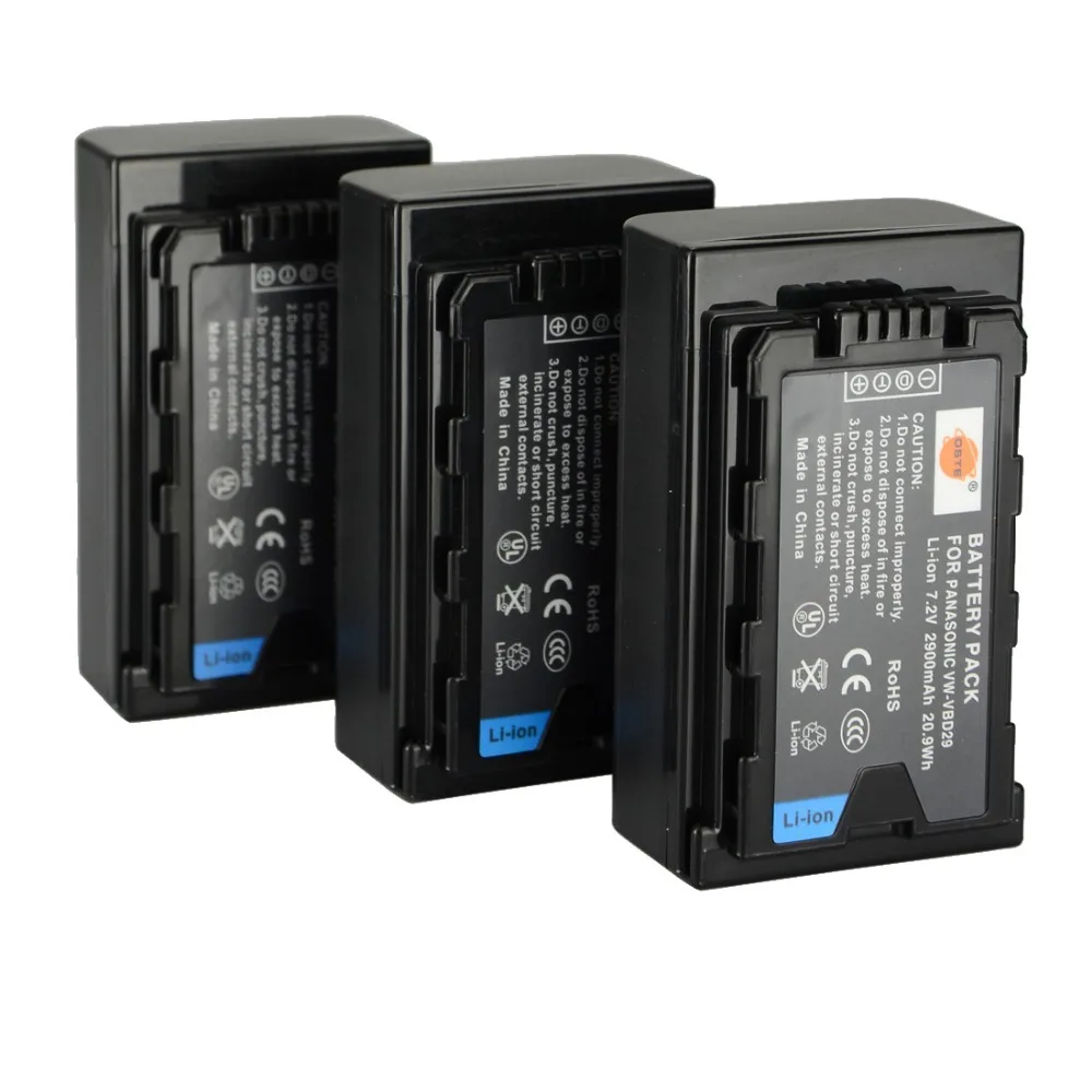 

DSTE 3PCS VW-VBD29 Rechargeable Battery For PANASONIC AJ-PX298MC HDC-MDH2GK Camera