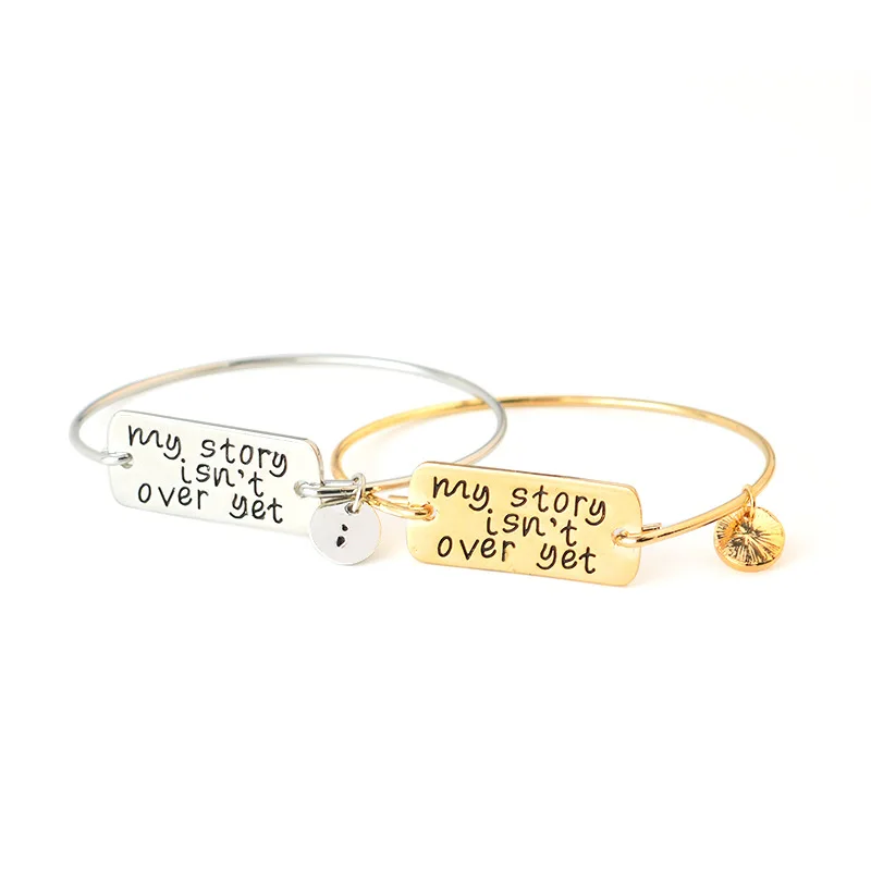 

Hot Sale Fashion Jewelry Women Bracelet Silver and gold Plated Message Bangle Christmas Thanksgiving Friends Gift