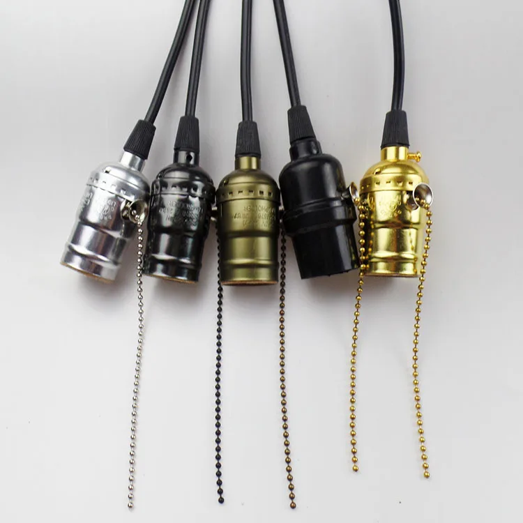 

E27 large screw thread retro lamp holder hanging line zipper switch decorative lifting lamp