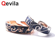 Qevila модные ювелирные изделия Ван Гог звезда небо пара кольцо из нержавеющей стали синий глазурь палец кольца для мужчин и женщин обручальные подарки