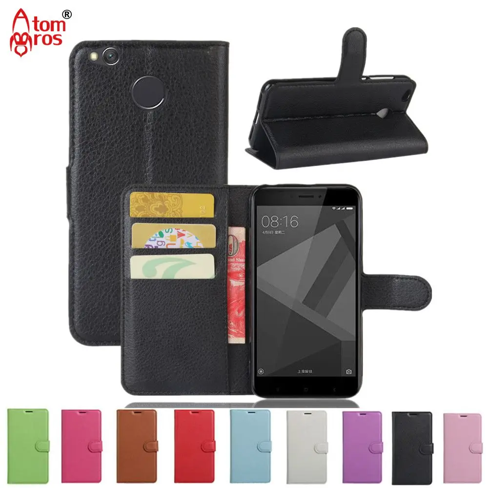 AtomBros Luxury Leather Flip Case For Xiaomi Redmi 4X Cover Wallet Bag