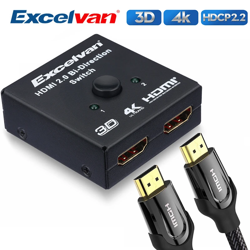 Excelvan HDMI 2,0 двухнаправленный переключатель 1x2 или 2x1 AB switcher с HDCP пройти через поддержку 4K& 3D для обучения встречи