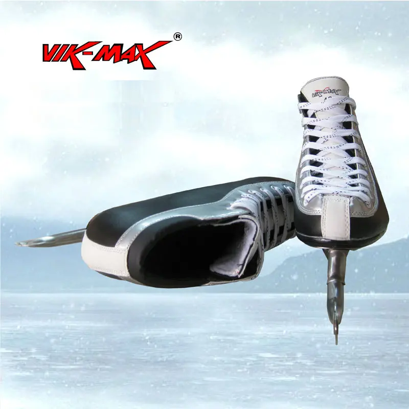VIK-MAX جلد طبيعي رخيصة سرعة الجليد سكيت أحذية مع الفولاذ المقاوم للصدأ الجليد شفرة فقط الولايات المتحدة الأمريكية 9 حجم اسمحوا لسرعه البيع أحذي...