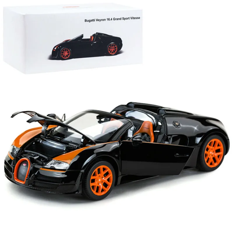 1:18 Модель автомобиля игрушки Bugatti Veyron 16,4 Grand Sport Vitesse литая под давлением гоночная модель автомобиля оригинальная коробка для детей рождественские подарки - Цвет: Black