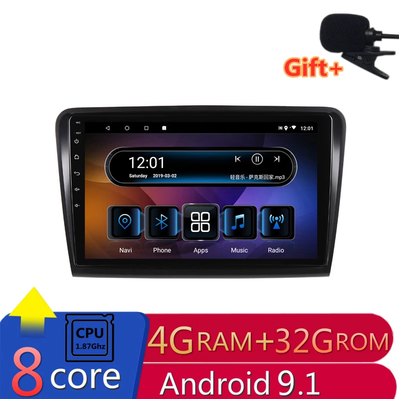 Flash Deal 10" 4G RAM 2.5D IPS 8 Core Android 9.1 Car DVD Multimedia Player GPS For Skoda Superb 2009 2010-2014 audio car radio navigation 0