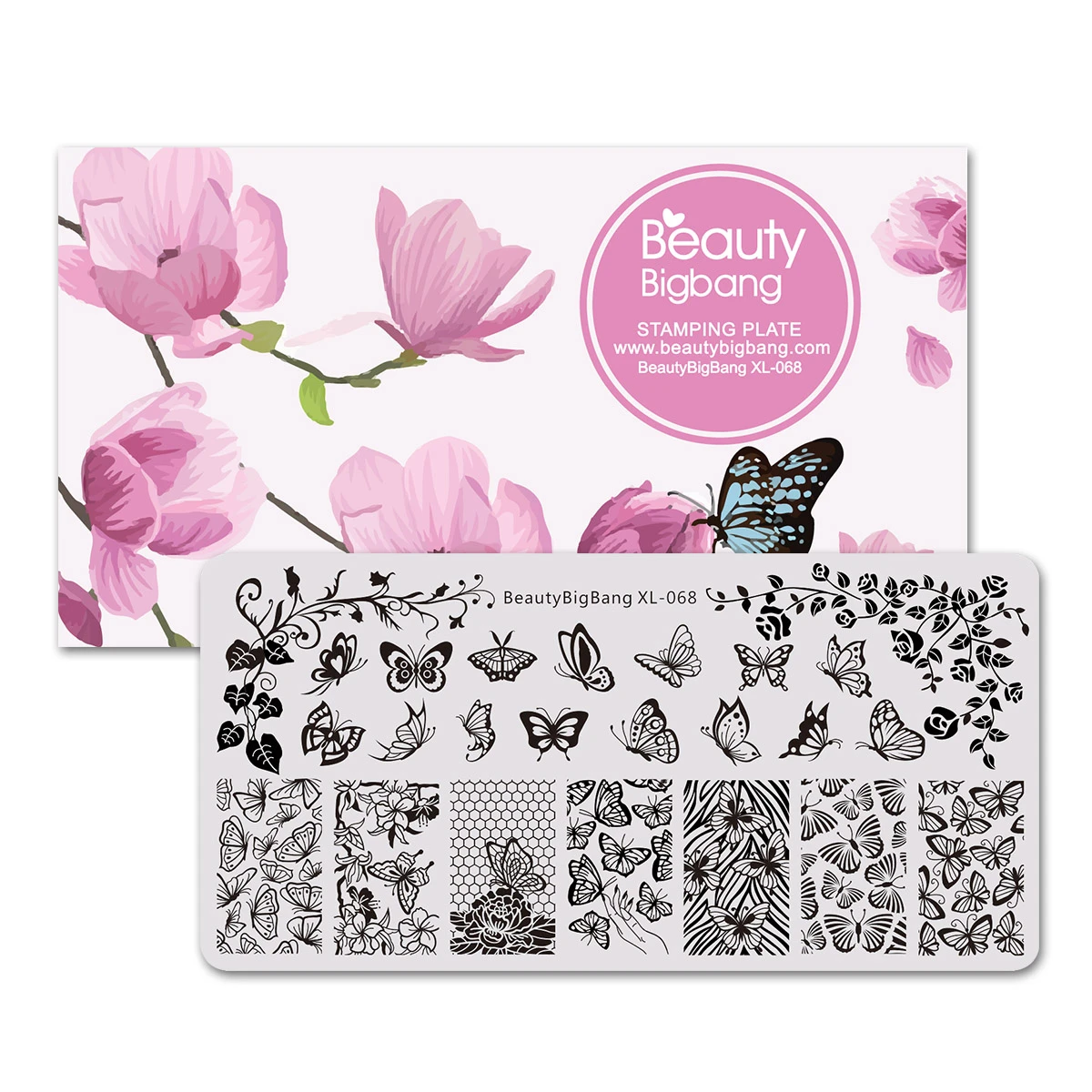 Beautybigbang прямоугольный, для нейл-арта штамповочная пластина 6*12 см цветок бабочка тема ногтей штамповка пластины трафарет для печати трафарет