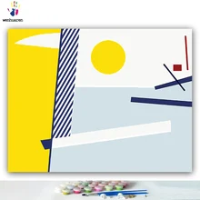 DIY картинки для раскраски по номерам с цветами простая плоская Геометрическая Картина Рисунок Живопись по номерам в рамке дома