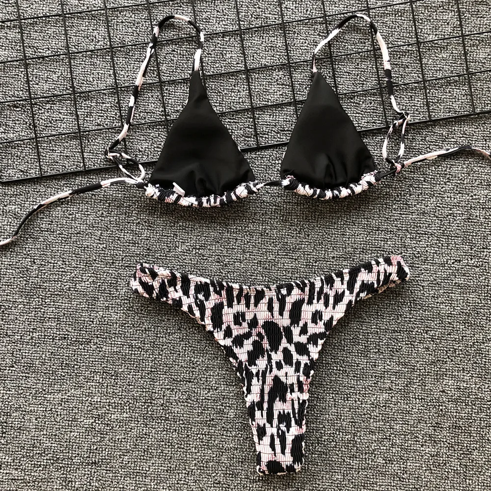Леопардовый комплект бикини Mujer Bather Seersucke змеиная кожа купальники женский купальный костюм пуш-ап бандажный купальник женский S-L