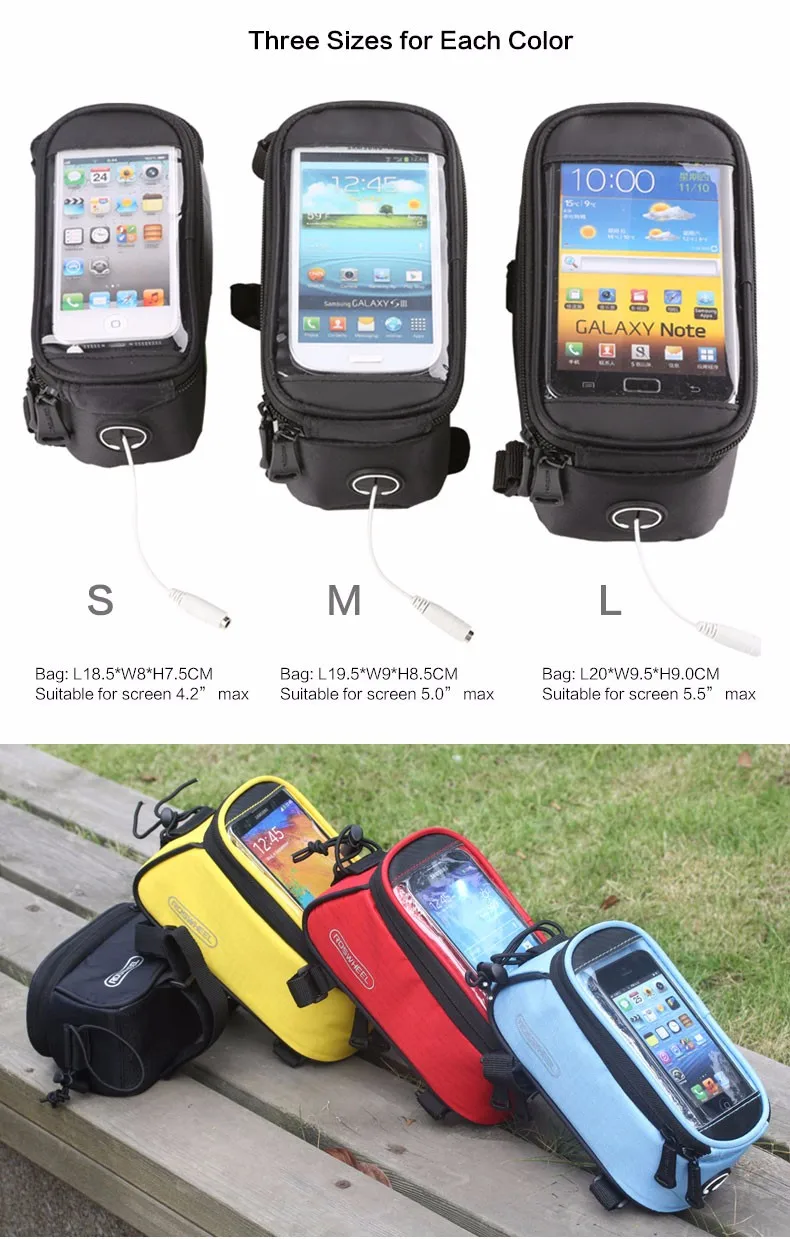 Clearance 5.5 /4.8 /4.2 Inches Front Roswheel Bike Frame Bag Cell Phone Case Cycling Pouch Touch Screen Mtb Bycicle Bicycle Basket 12496 1