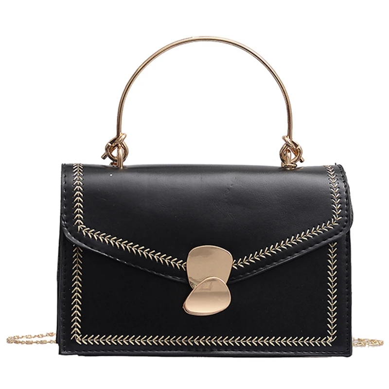 

Fashion Leaf Flip Bag Pu Texture Chain Bag Small Lady Shoulder Bag Messenger Bag