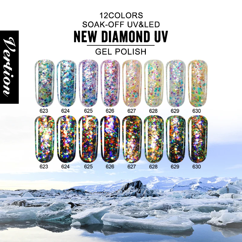 

Verntion Professional 5g Diamond UV Gel Nail Semi Permanent Hybrid Nail Varnish Bling Soak Off Glitter Gel Polish Shiny