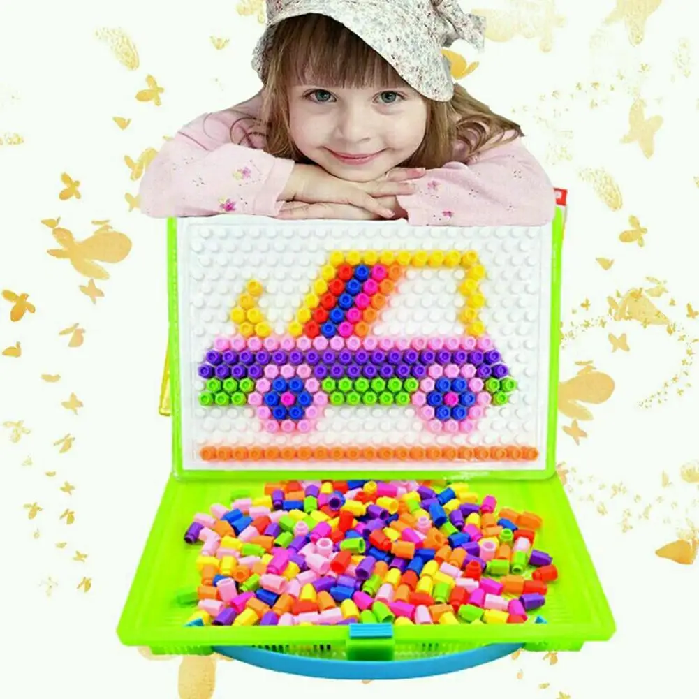 

Colorful Mushroom Nail Puzzle Kid Toy Wisdom Magic Boxed Insert Board Puzzle Toy 228 Granules Early Education Brain Game Toy