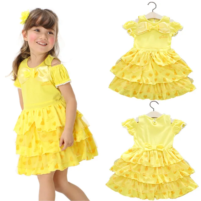 Halloween costumes fashion girls yellow dress lovely kids princess