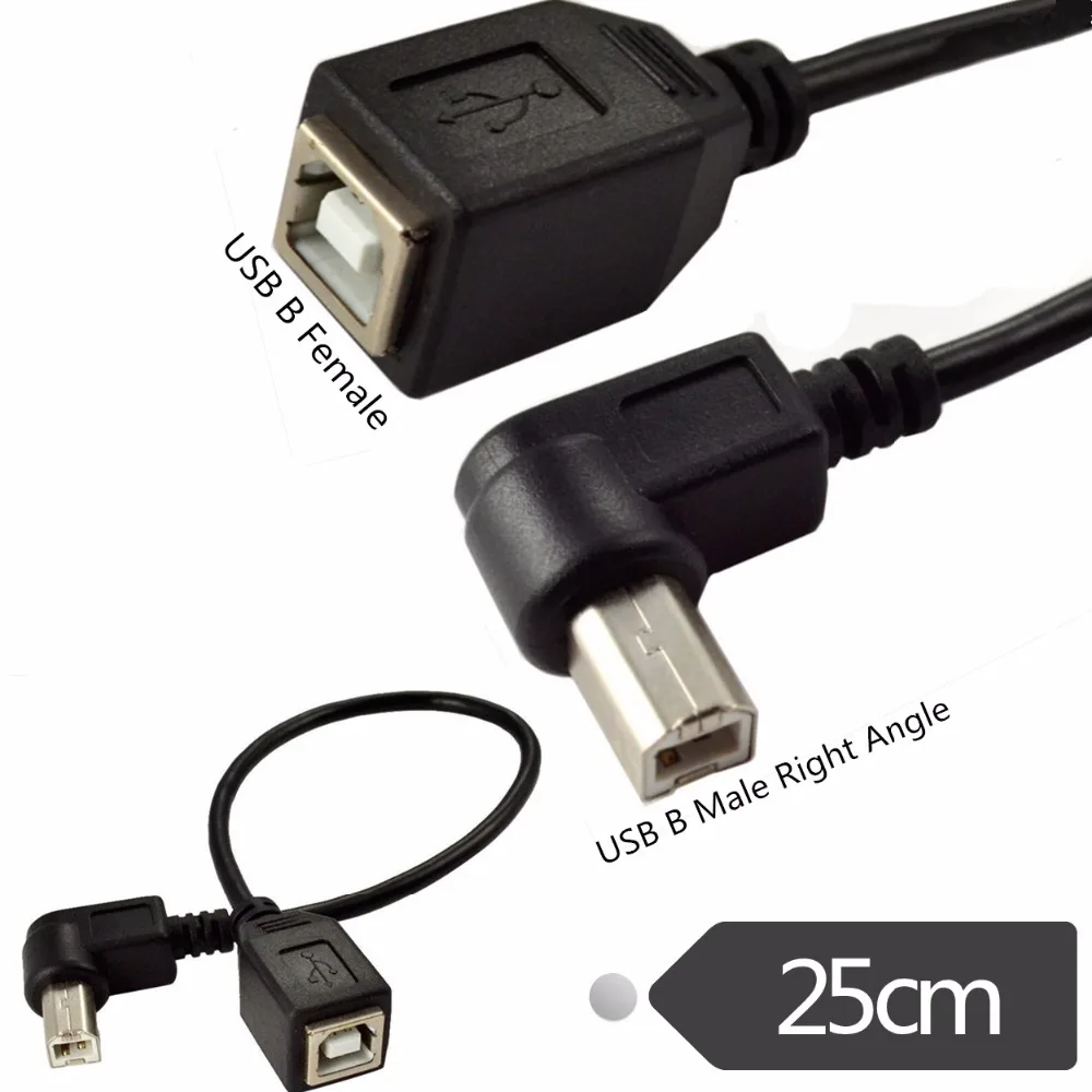 Высокоскоростной 25 см M/F USB 2 0 Тип B штекер-гнездо прямоугольный удлинитель Кабель