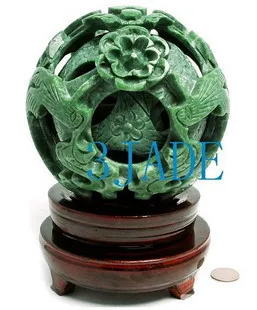 

A black jade Shuanglongxizhu ball set multilayer sleeve ball feng shui ornaments