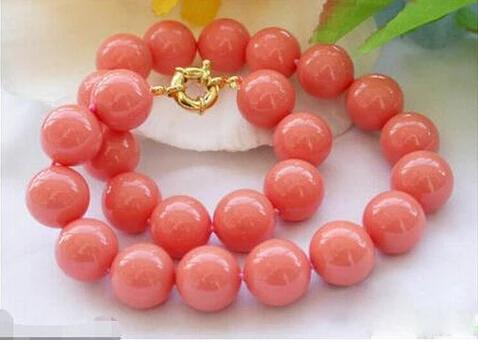 

Free shipping >>@ Genuine 8mm South Sea Coral Color Shell Pearl Round Beads Necklace 18''