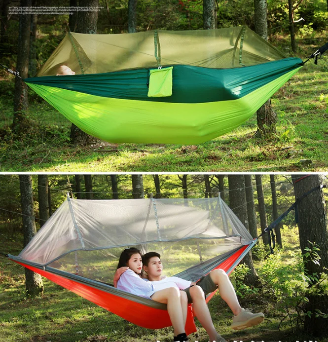 

Outdoor Hammock with Mosquito Net Ultralight Nylon 2-5 People Camping Aerial Tent Sleeping Pad Portable Camping Bed Folding Pad
