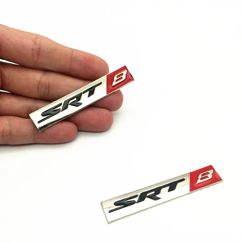 FDIK 2PCS/set Car Styling SRT HELLCAT Head Metal Black Red Emblem Badge Sticker for Jeep SRT8 Charger SRT4 SRT6 Auto Car Decal