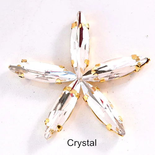 Crystal 4x15 мм, 50 шт., цветные стразы в виде лошадиных глаз, пришитые на коготь стразы в виде листьев из стекла, пришитые стразы с золотым коготком, свадебное платье B3742 - Цвет: Crystal
