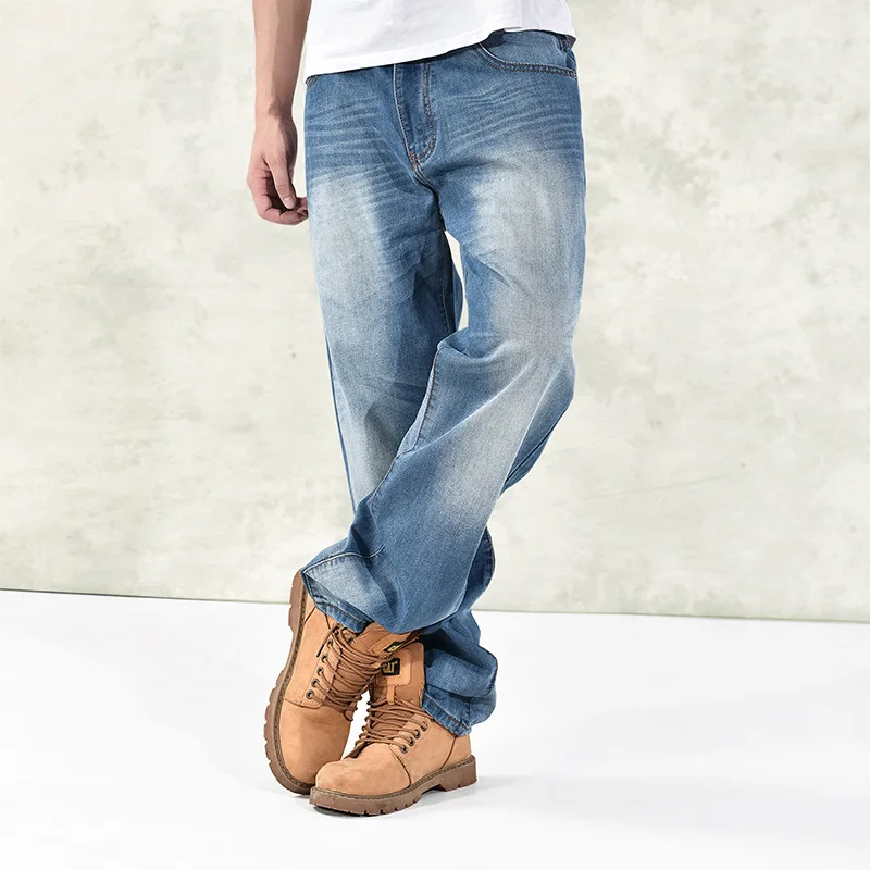 

2019 Autumn Winter Loose Plus Size Baggy Jeans Hip Hop Wide Leg Comfortable Parkour Streetwear Denim Pants Long Trousers Male