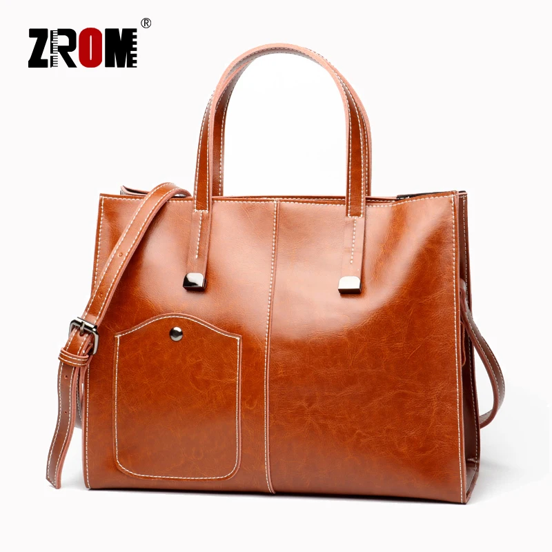 

ZROM Genuine Leather Bag Ladies Handbags Women Messenger Bag Female Crossbody Bag Tote Big Capacity Bags