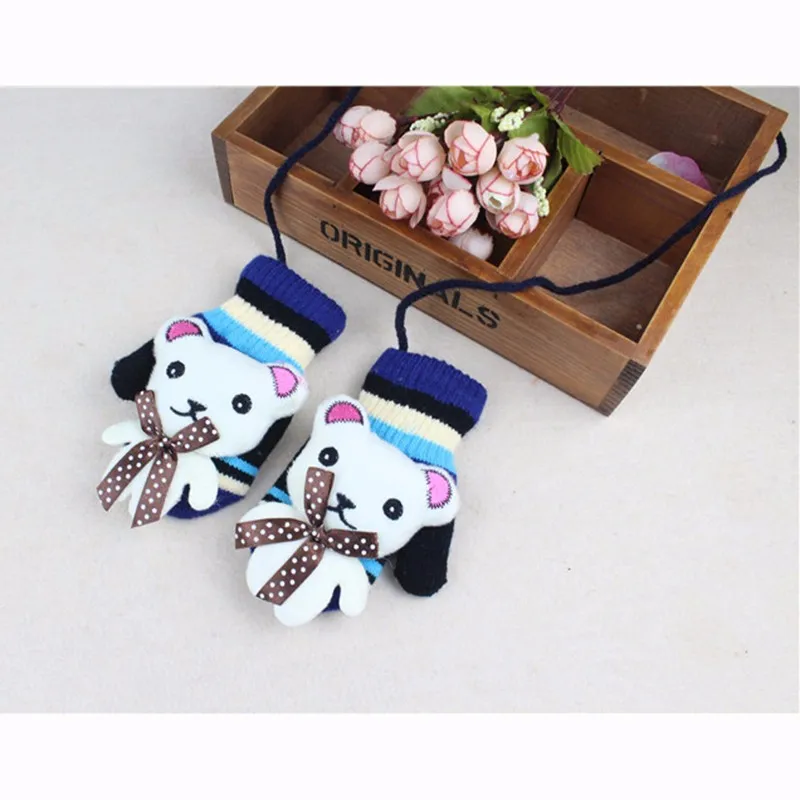 New Kids Gloves Cartoon Bear Infant Gloves Warm Boys Girls Mittens Lovely Crochet Toddler Glove Autumn Winter Baby Accessories (4)