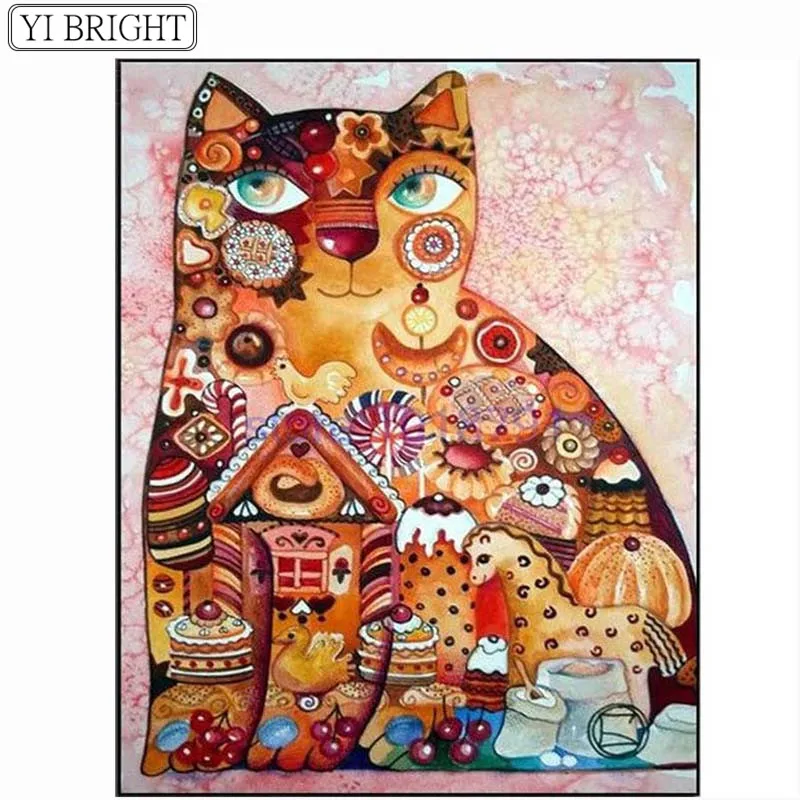 

DIY Full square resin 5d diamond embroidery abstract animal cat,diamond painting cross stitch diamond mosaic painting LK1