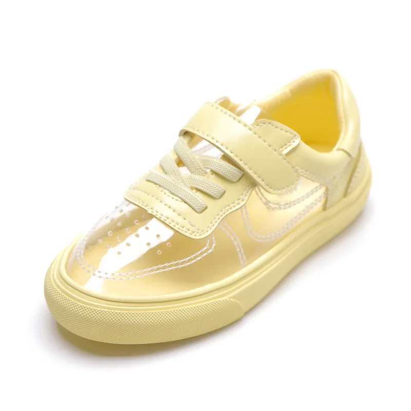 Девочки кроссовки Дети Повседневное без каблука обувь для малышей Девочка тапки дышащей розовый цвет: желтый, белый обувь супер волокно+ Кристалл