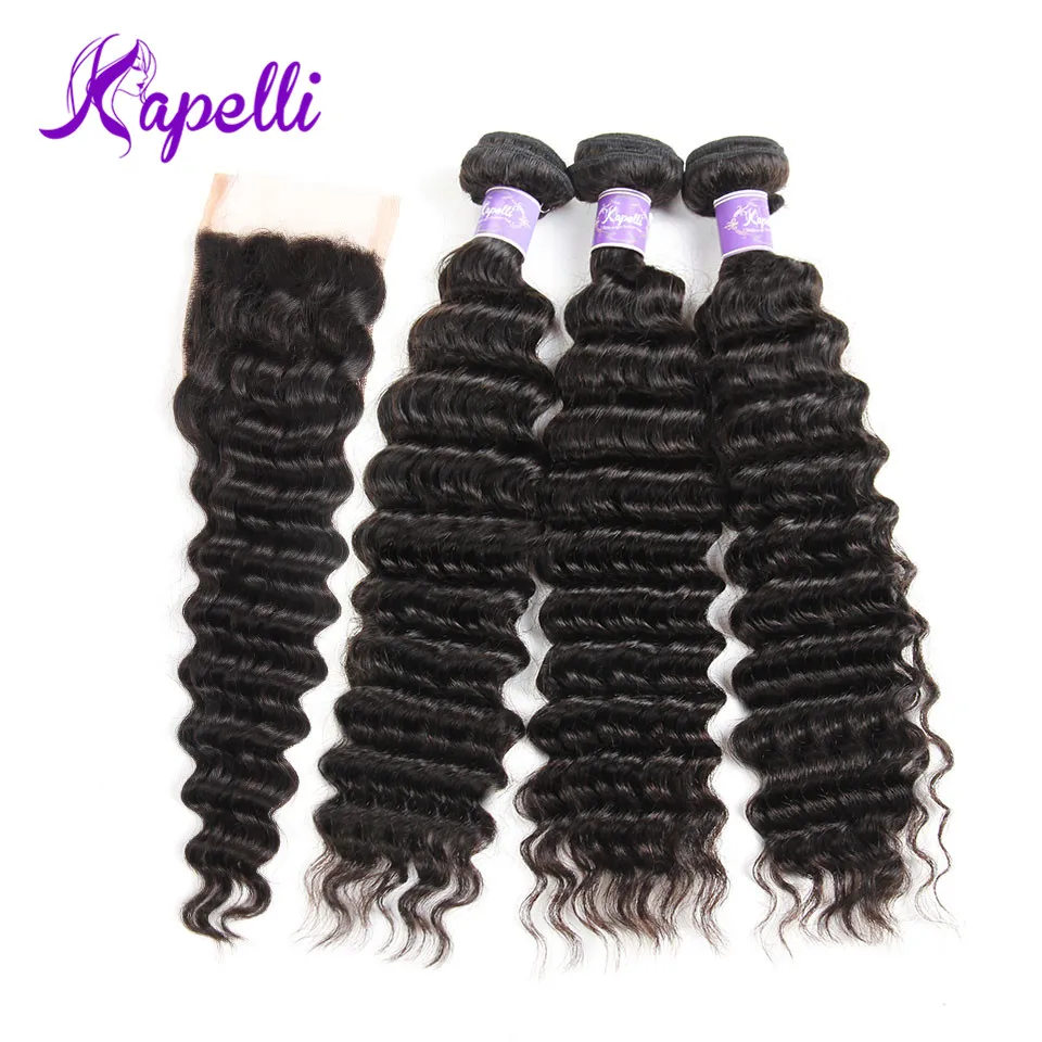 3 пряди человеческих волос с застежкой 4*4|bundles with closure|bundles deep wavebundles waves |