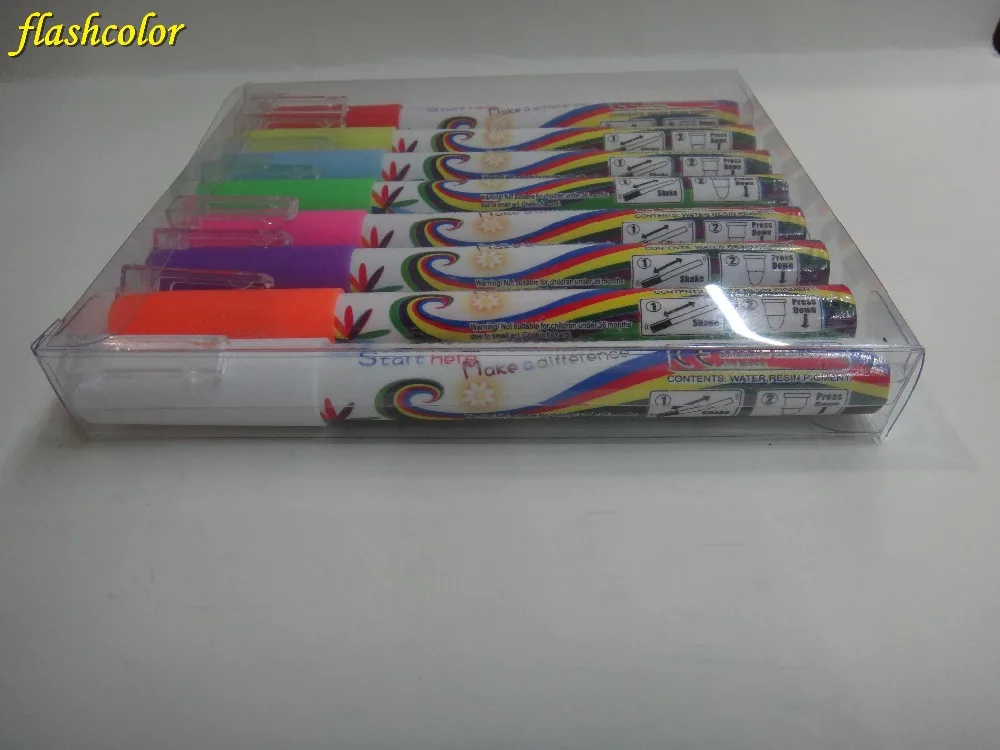 

Flashcolor 100sets/box Highlighter Liquid Chalk Marker Pens for School Art Painting 8 Colors Round&Chisel 3mm DHL