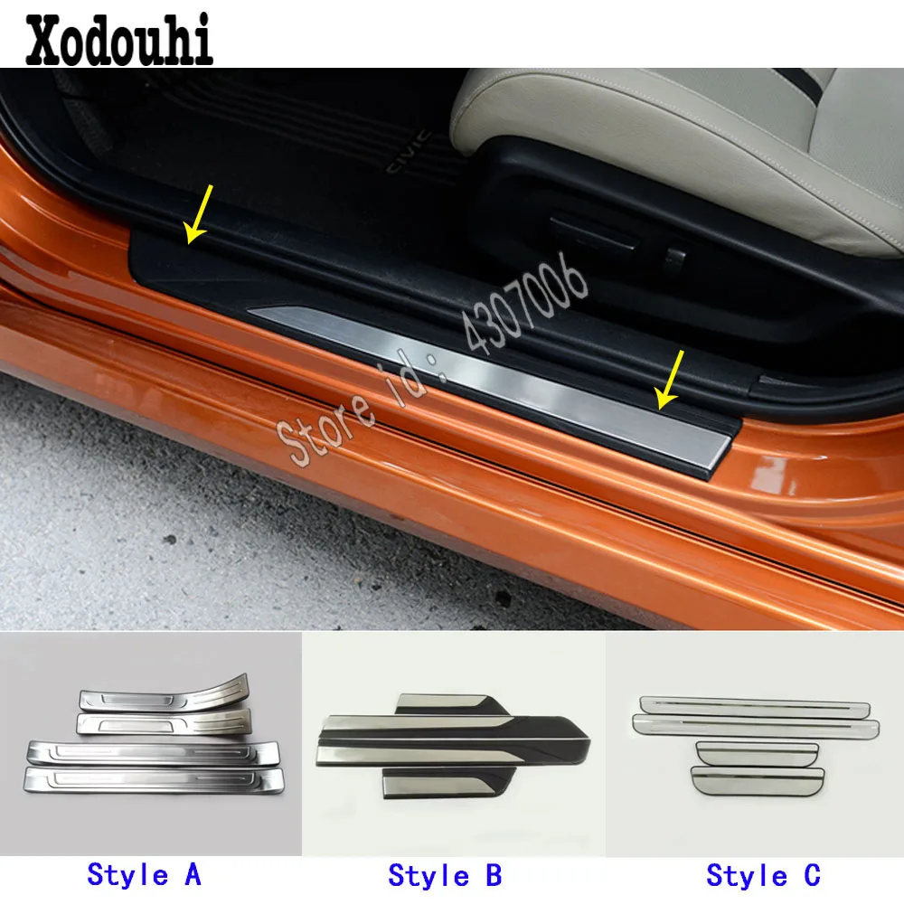 

car Stainless Steel pedal Door scuff plate Cover threshold stick external 4pcs For Honda civic 10th sedan 2016 2017 2018