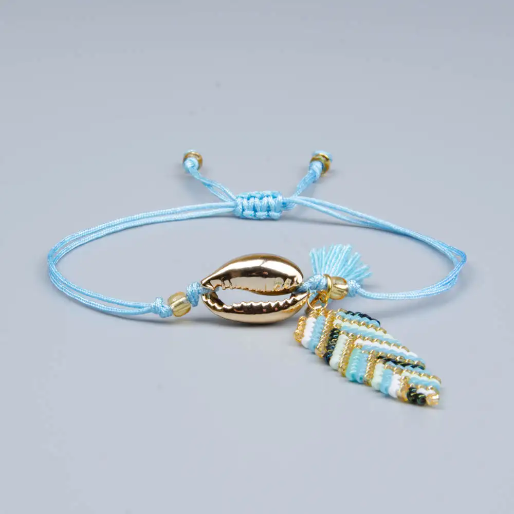 

Shinus MIYUKI Bracelet Leaf Charm Bracelets 2019 Women Gold Shell Jewelry Pulsera Gift Delica Handmade Woven Wholesale 10pcs/lot