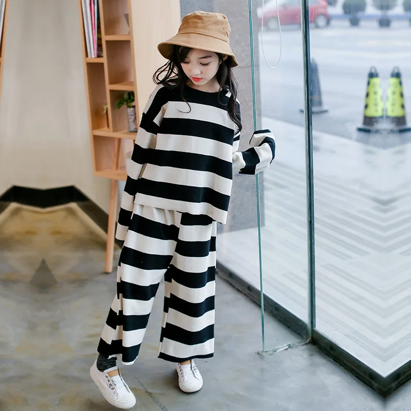 

Kids Clothes For Girls Spring 2018 Teenagers 5 6 7 8 9 10 11 12 13 14 15 Years Striped Shirt + Pant Roupas Infantis Menina