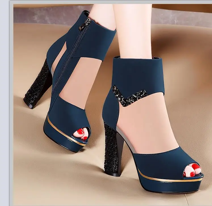 

2018 Korean women's shoes spring and autumn new thick with single shoes mesh high heels waterproof platform fish mouth shoes