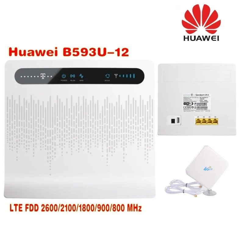 Huawei b593u-12 разблокирована 4 г LTE CPE маршрутизатора Беспроводной шлюз белого цвета+ 4 г антенны двойной SMA разъем 35dbi усиления