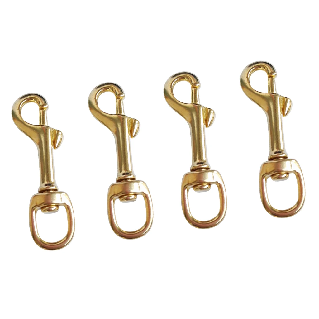 4-Piece Swivel Snap-On Carabiner With Brass Single End For Scuba Diving Water Sports Pool Kayak Boat Paddle Leash Accessories