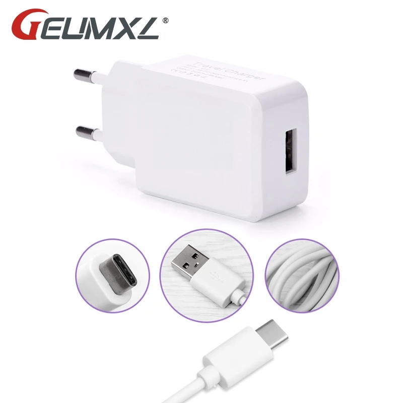 

GEUMXL EU Plug 2.4A USB Wall Charger for Chuwi Vi10 Plus UMiDIGI Super S Z1 Z Crystal Pro Travel Chargeur + USB Type C Cable