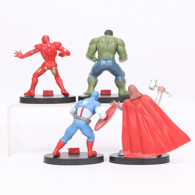 4 шт. 10 см фигура Мстителей набор супергерой Тор Халк Железный человек Капитан Америка фигурка Коллекционная модель Кукла Marvel игрушки