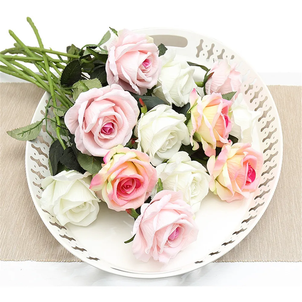 CRLEY 6pcs/lot silk rose artificial flowers high quality wedding decoration party home table accessories marriage fake Flower