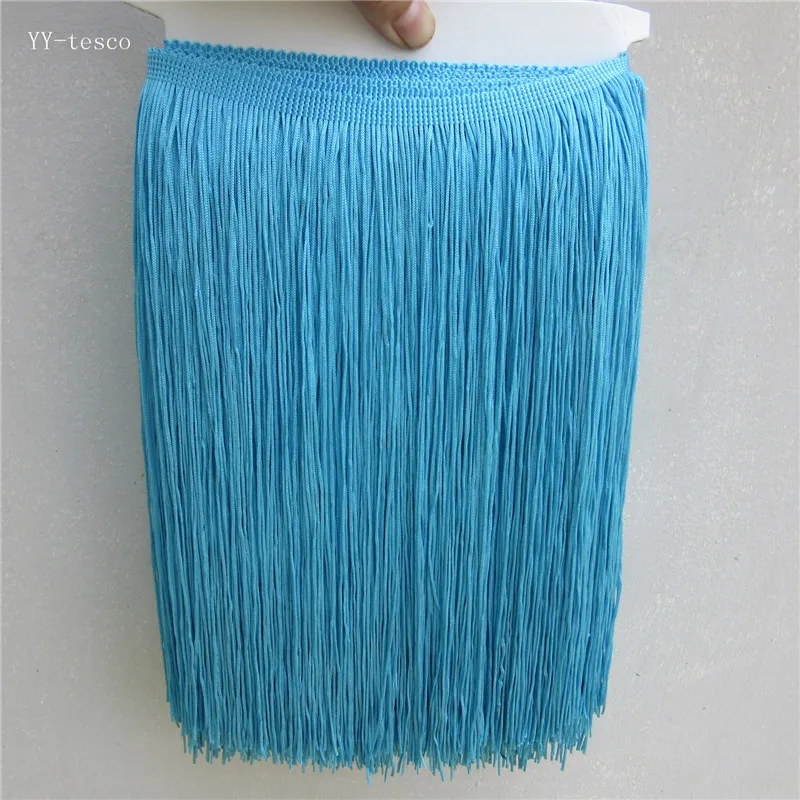 

10Yards 30cm Wide Lace Fringe Trim Tassel Blue Lace Fringe Trimming For Latin Dress Stage Clothes Accessories Lace Ribbon