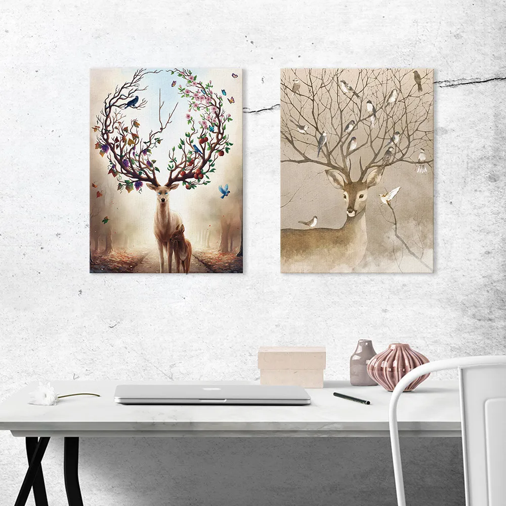 

Modern Cartoon Elk Decoration Painting Living Room Entrance House Painting Living Room Bedroom Hanging Art Decoration #80