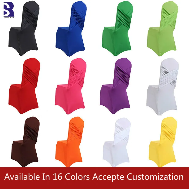 

SunnyRain 4/6-pieces Thick White Spandex Chair Covers For Weding Party Stretch Chair Cover Elastic Cross Decoration Back
