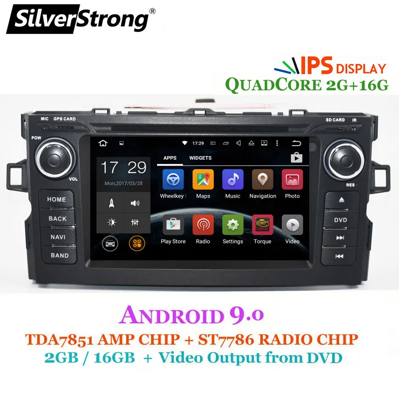 Discount SilverStrong IPS Android9.0 2DIN Car DVD for Toyota Auris hatchback Car Radio GPS For Toyota Auris GPS Stereo option 4core 3