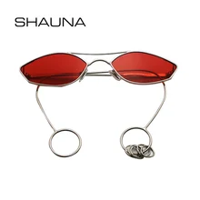 SHAUNA, уникальные маленькие солнцезащитные очки кошачий глаз, женские серьги, железный обруч, модные мужские прозрачные красные фиолетовые солнцезащитные очки, UV400