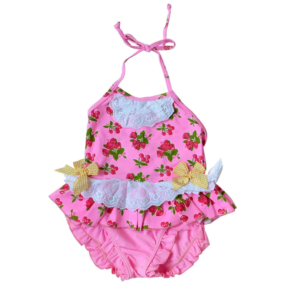 Розничная, милая одежда для купания для маленьких девочек, цельный купальный костюм, детские купальные костюмы бикини, детская пляжная одежда с шапкой