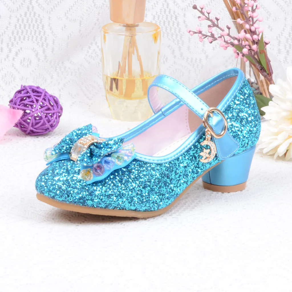 Девочка-принцесса обувь Блестки горный хрусталь маленькие кожаные туфли Тонкие хрустальные туфли Zapatos de cristal# YL