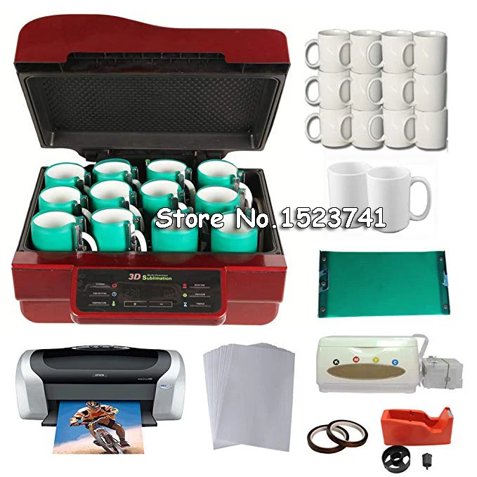 

3D Sublimation Machine Epson C88 Printer CISS Cartridges A4 Sublimation Paper Mugs Package